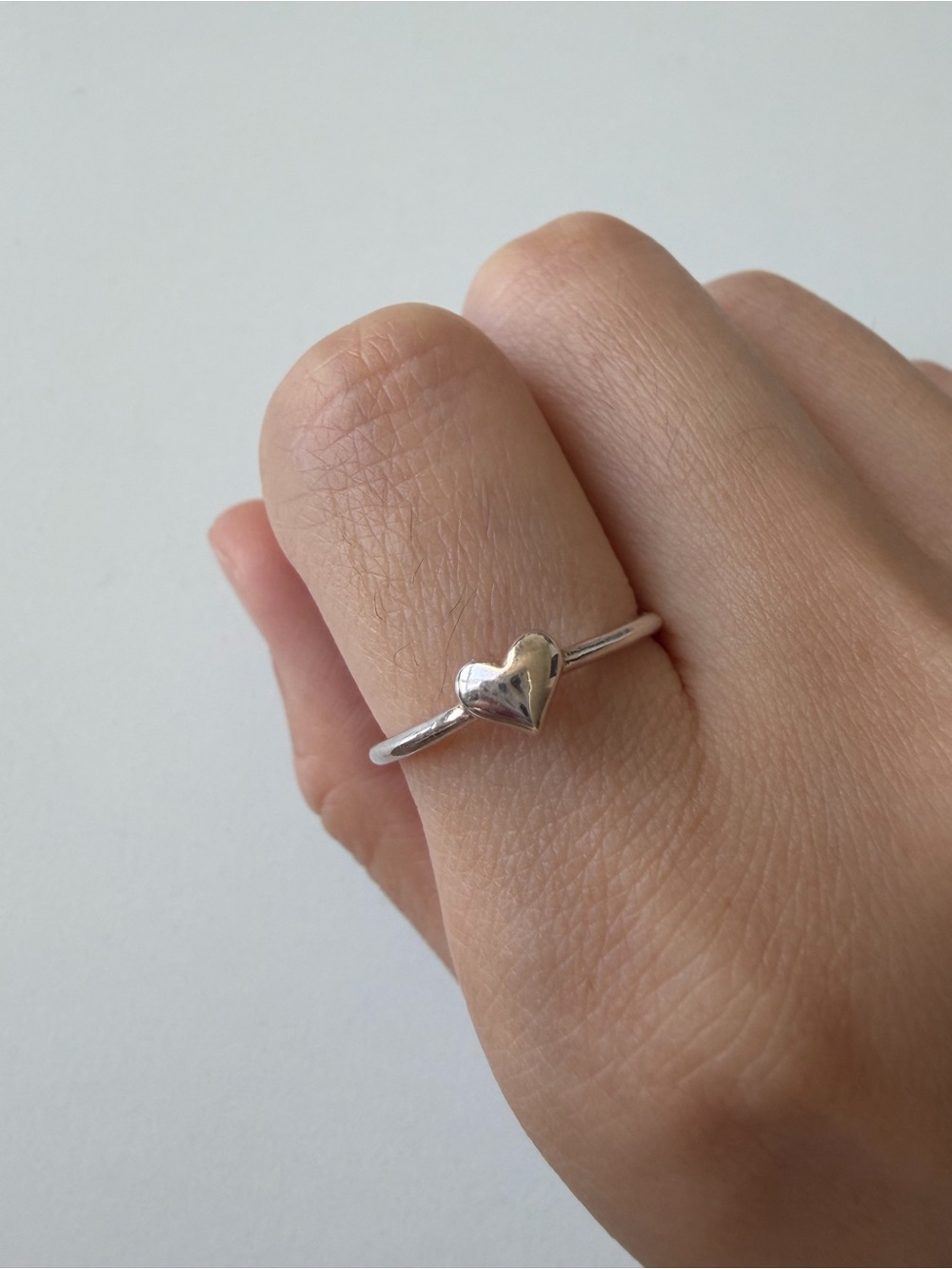 Delicate Heart Stackable Ring - Silver